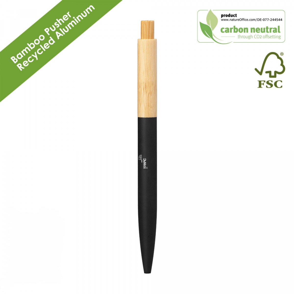 No Clip Bamboo and Recycled Aluminium Ball Pen