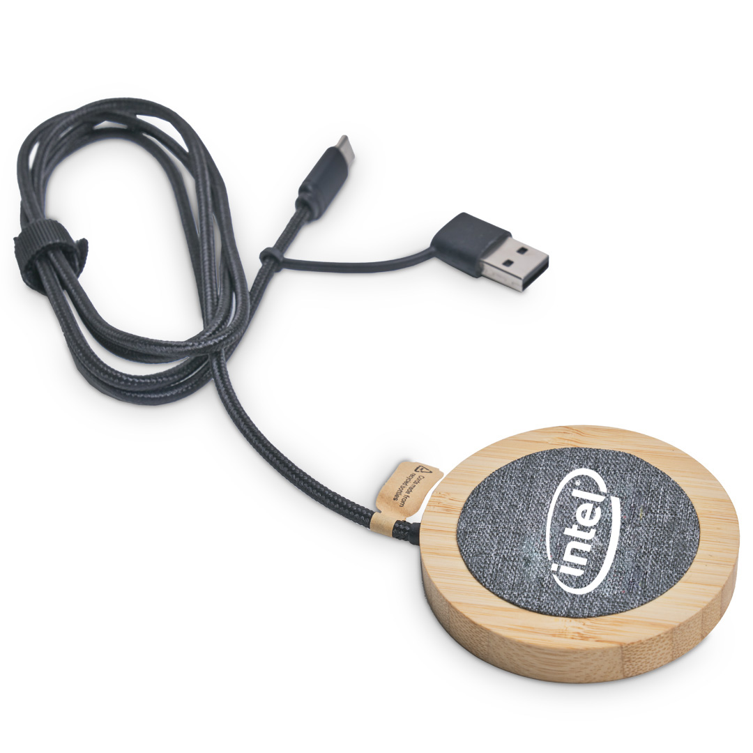 Bamboo Wireless charger with RPET cable